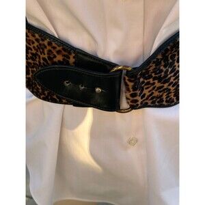 Vintage Morris Moskowitz Genuine Leather/Fur (Cheetah Print) belt, size Small